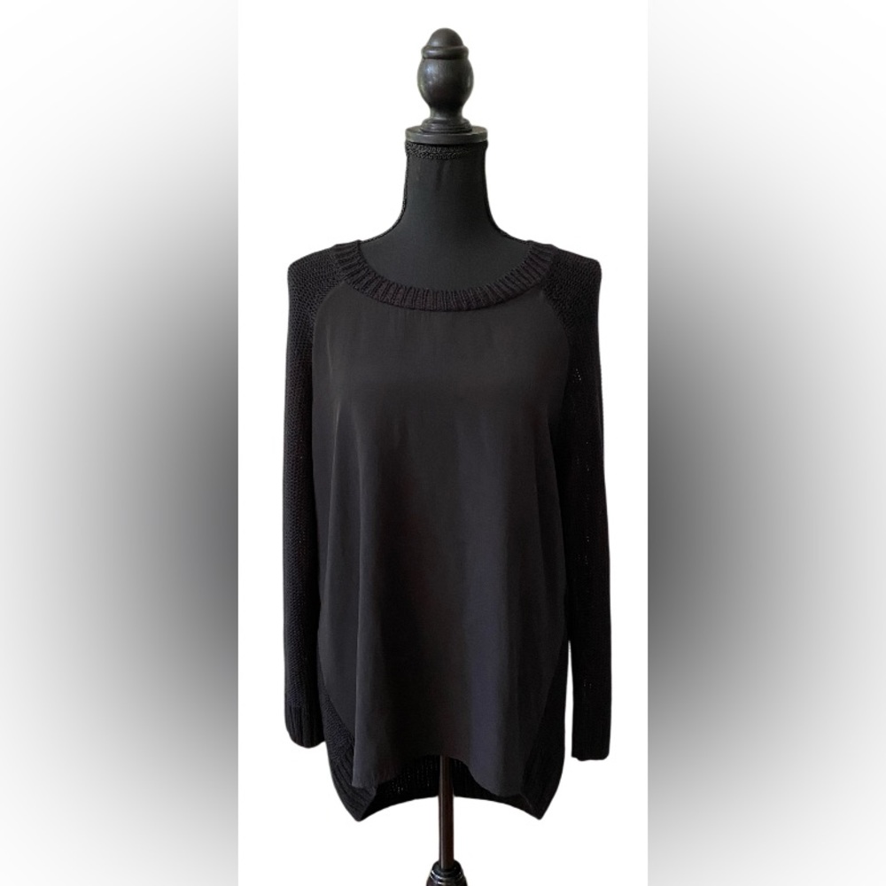 Apt. 9 Black Women's Acrylic Sweater with Woven Front